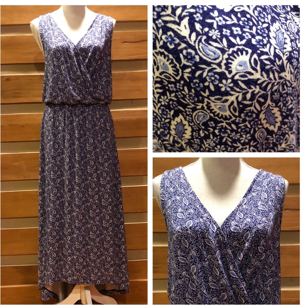 Old Navy Blue & White Floral Print High-low Dress